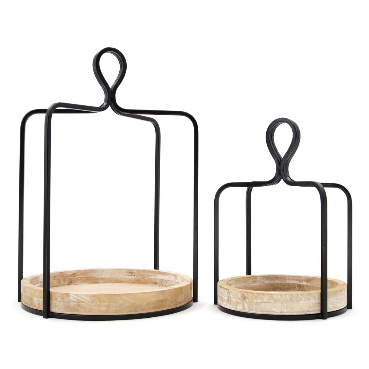 Wood and Iron Round Open Lantern