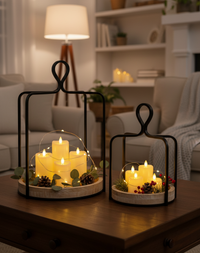 Wood and Iron Round Open Lantern