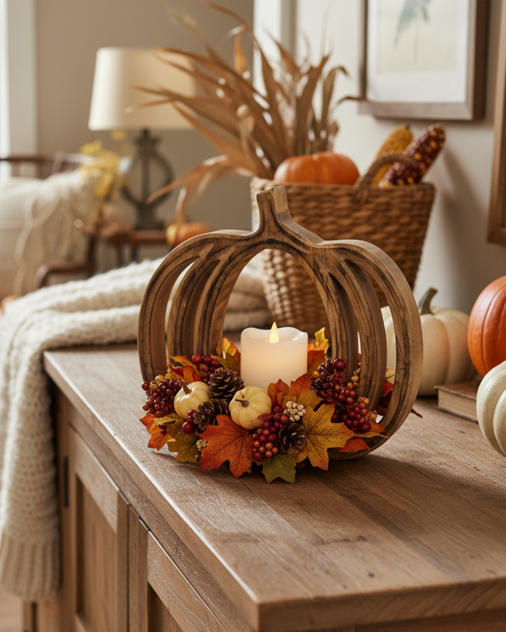 Mango Wood Pumpkin Cutout