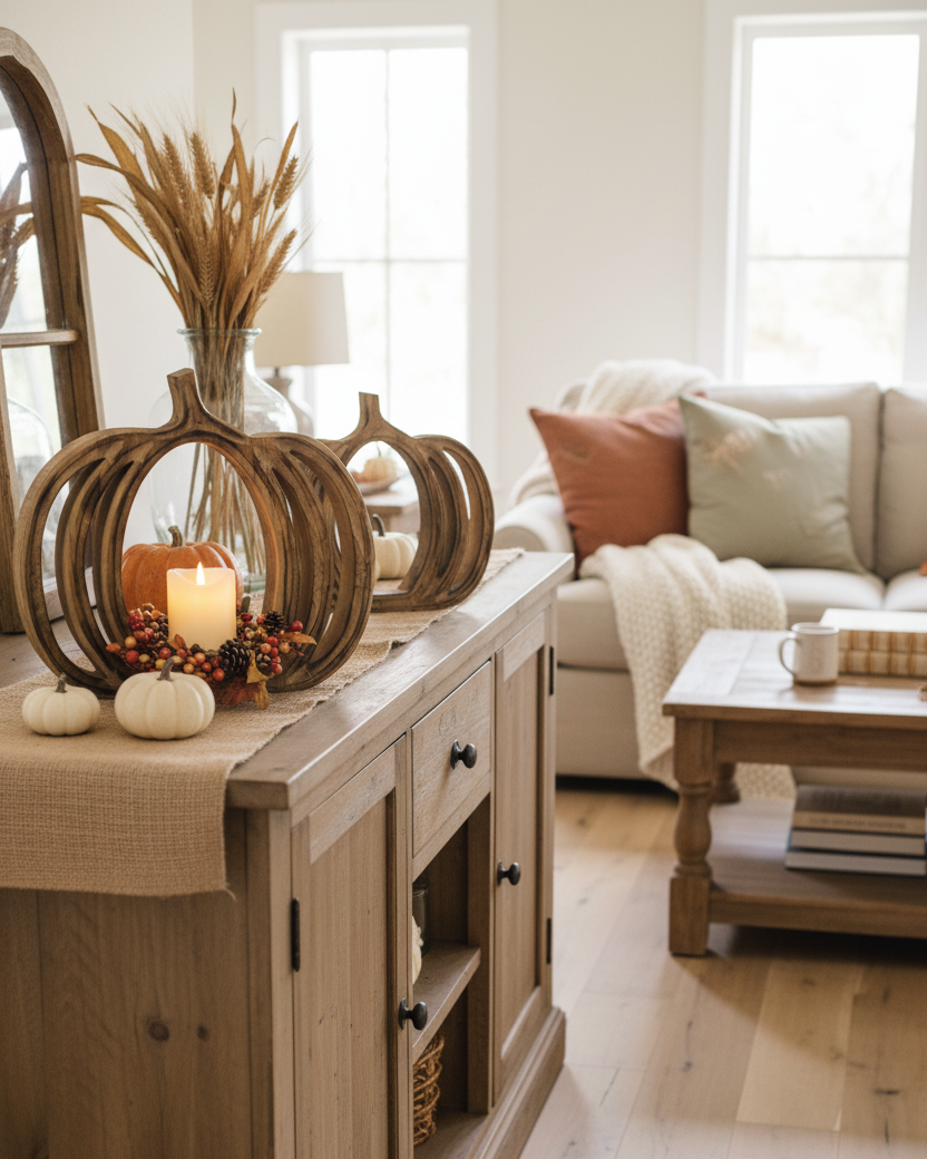 Mango Wood Pumpkin Cutout