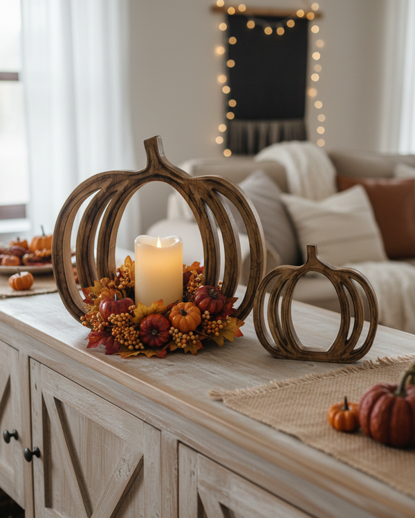 Mango Wood Pumpkin Cutout
