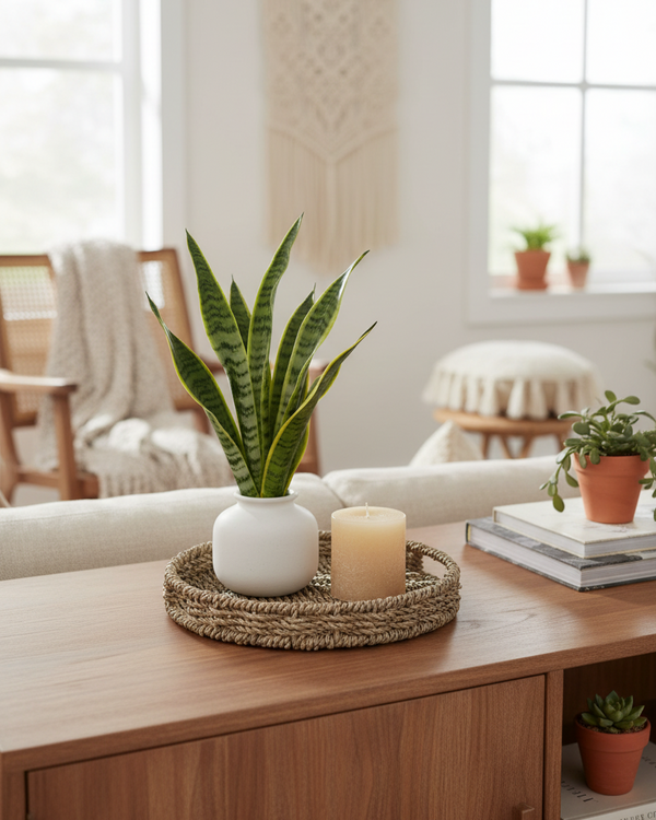 Round Seagrass Tray With Handles