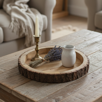 Rounded Bark Edge Wood Tray