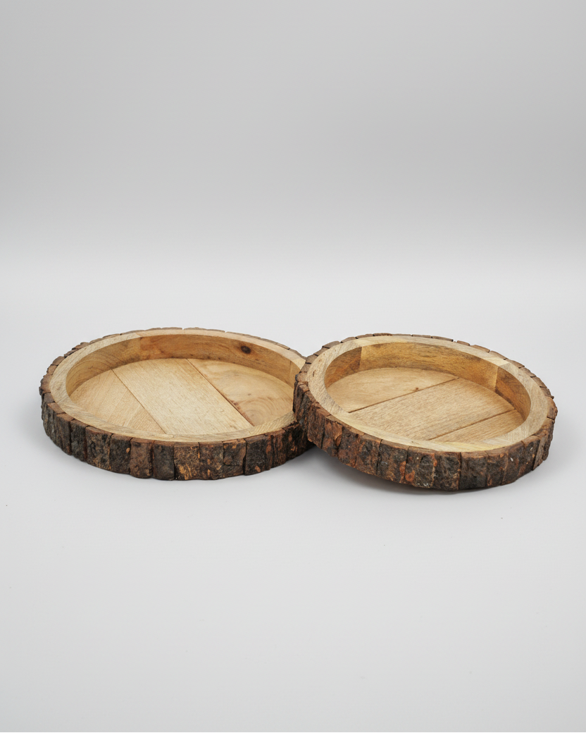 Rounded Bark Edge Wood Tray