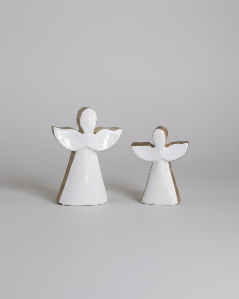 White Enamel Angel Wood Block