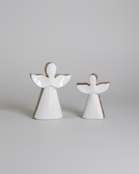 White Enamel Angel Wood Block