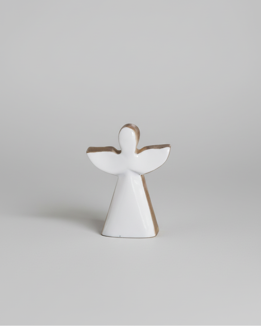 White Enamel Angel Wood Block