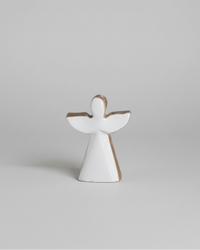 White Enamel Angel Wood Block
