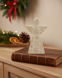 Distressed Snowflake Engraved Angel