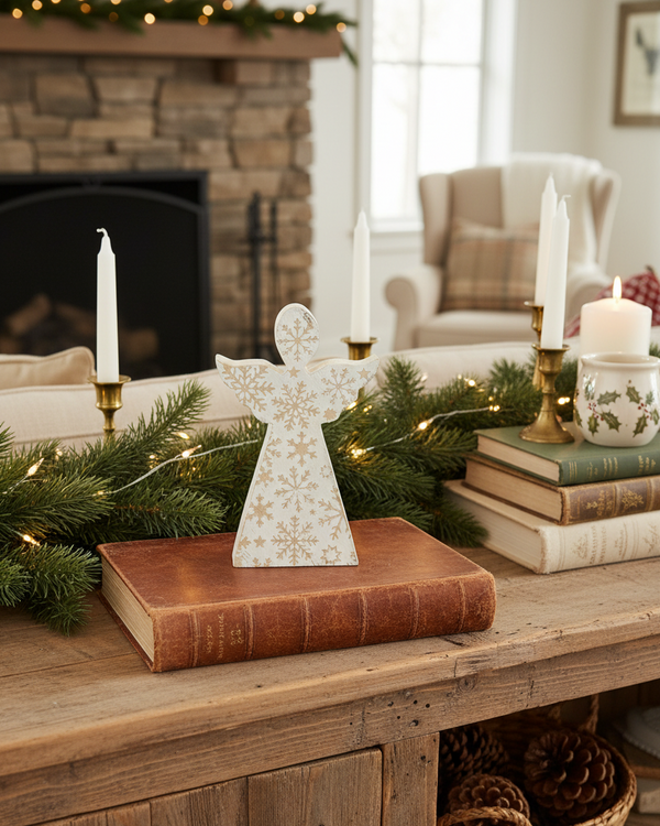 Distressed Snowflake Engraved Angel