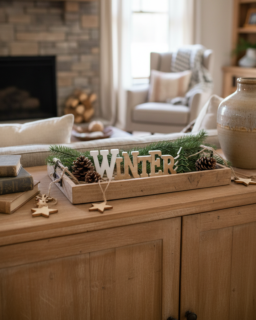 Winter Wood Cutout Block