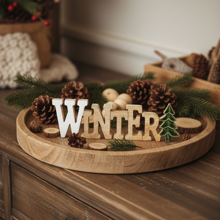 Winter Wood Cutout Block