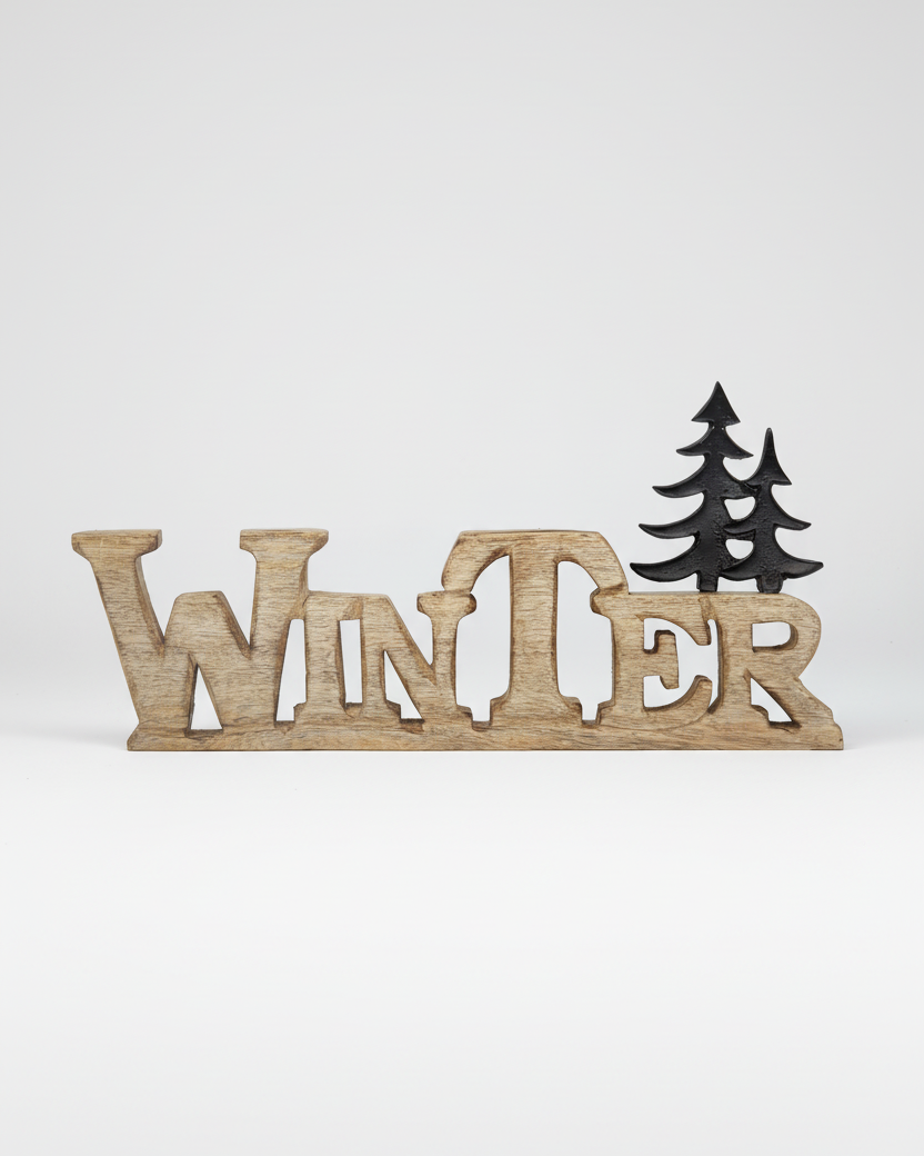 Winter Wood Cutout With Black Trees on Stand
