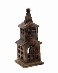 Dark Brown Mango Wood Church 12"