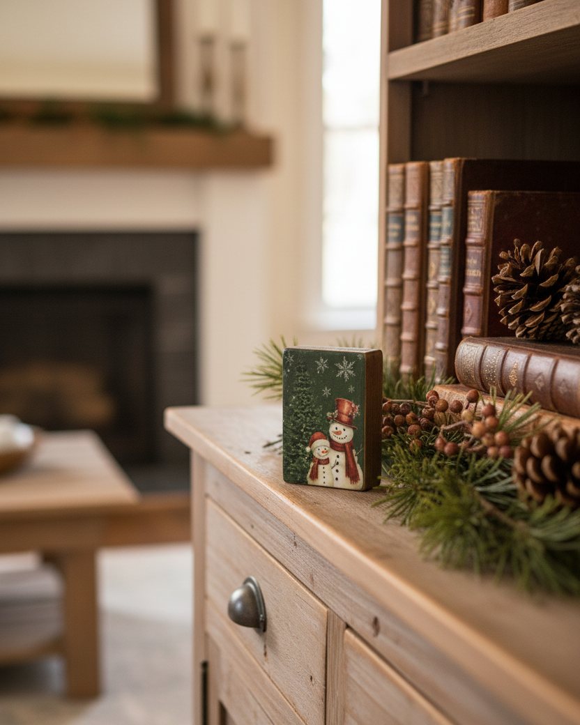 Crimson Pine Snowman Block