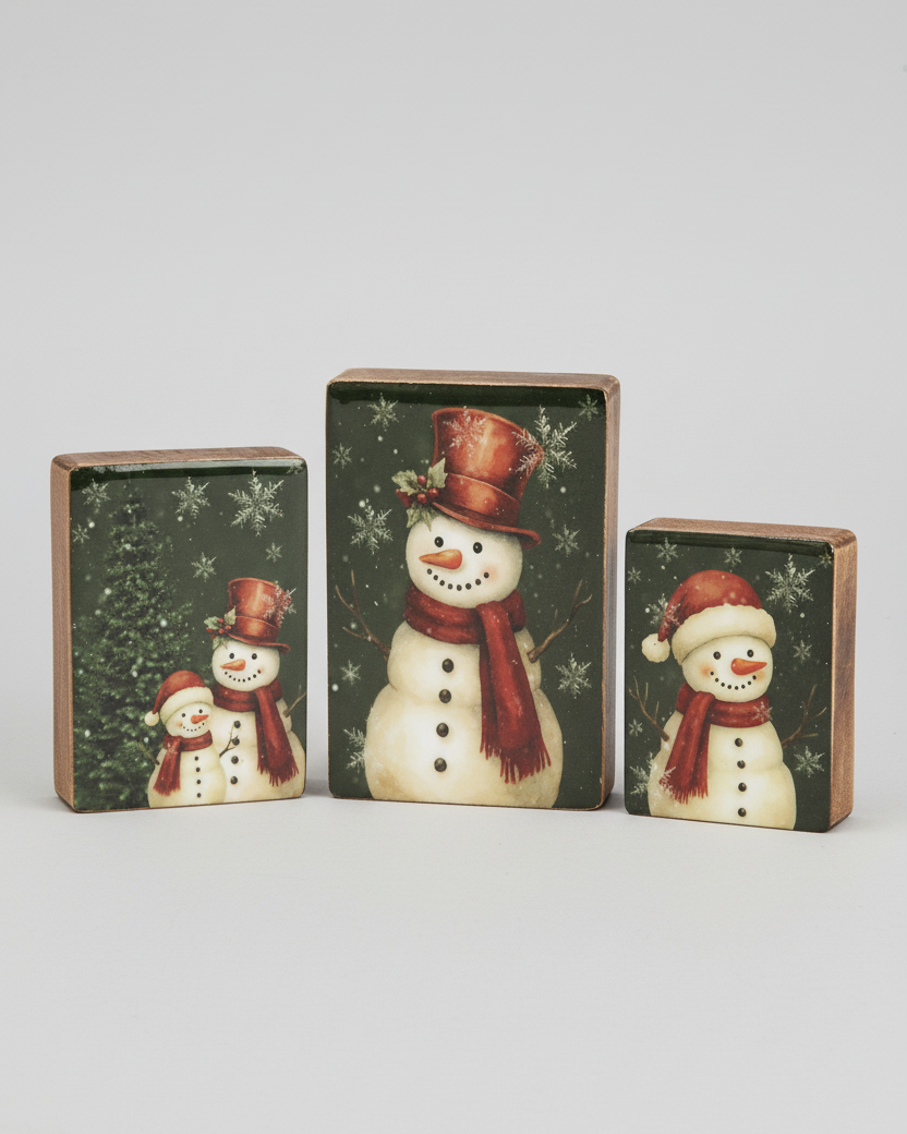 Crimson Pine Snowman Block