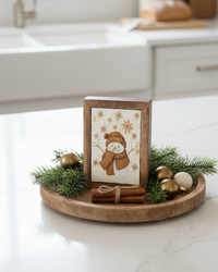 Vintage Snowman Snowfall Framed Block