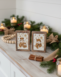 Vintage Snowman Snowfall Framed Block