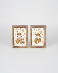 Vintage Snowman Snowfall Framed Block