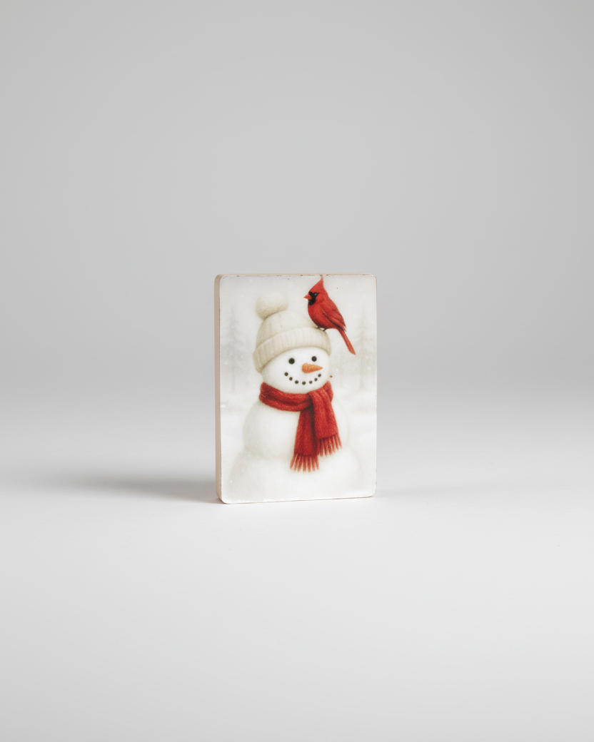 Red Scarf Snowman Block