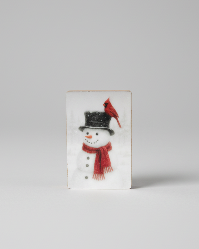 Red Scarf Snowman Block