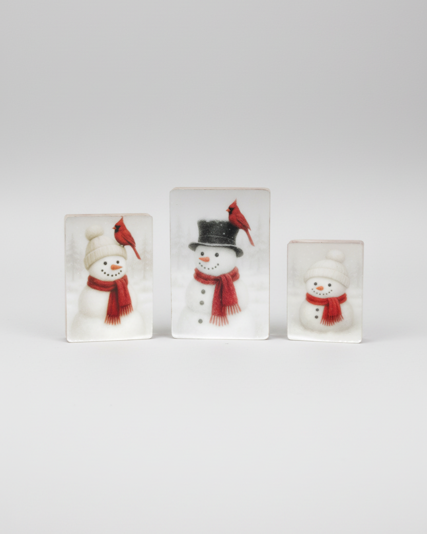 Red Scarf Snowman Block