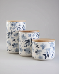 Watercolour Blue Floral Canister Set of 3