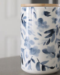 Watercolour Blue Floral Canister Set of 3