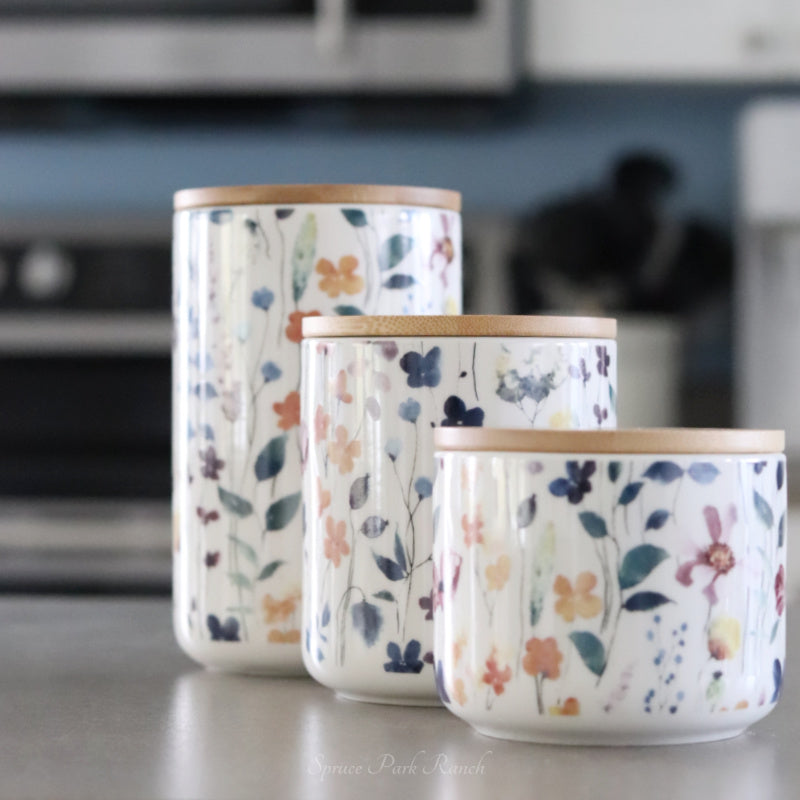 Watercolour Garden Canister Set of 3
