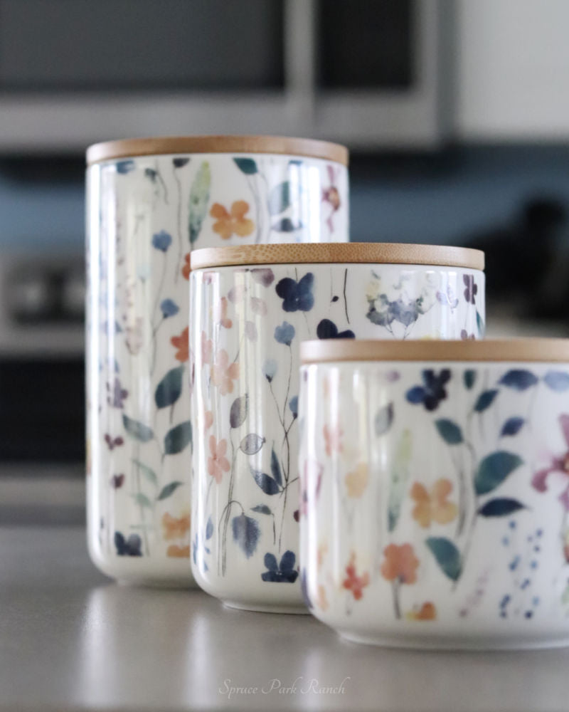 Watercolour Garden Canister Set of 3