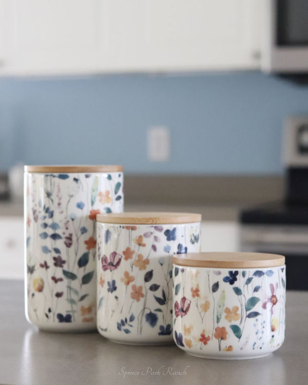Watercolour Garden Canister Set of 3