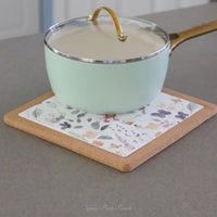 Watercolour Garden Ceramic and Cork Trivet