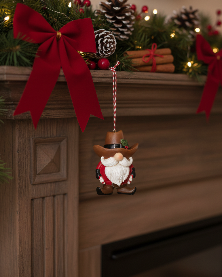 Holiday Western Cowboy Gnome Ornament