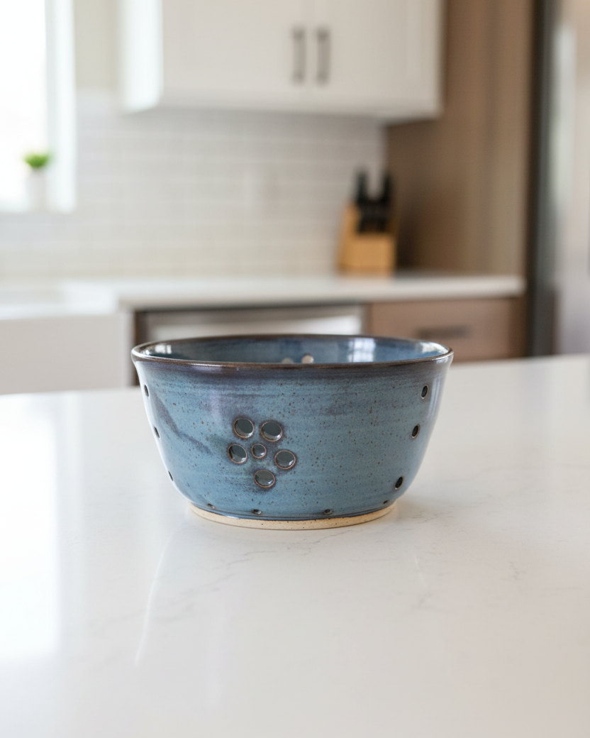 Wheat Design Berry Bowl Crystal Blue