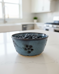 Wheat Design Berry Bowl Crystal Blue