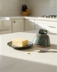 Wheat Design Butter Dish Midnight Blue