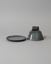 Wheat Design Butter Dish Midnight Blue