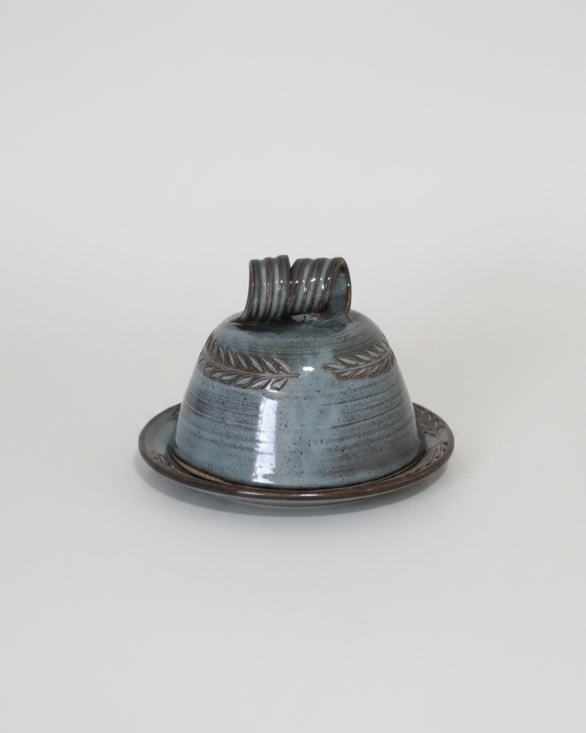 Wheat Design Butter Dish Midnight Blue