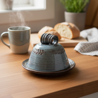 Wheat Design Butter Dish Midnight Blue