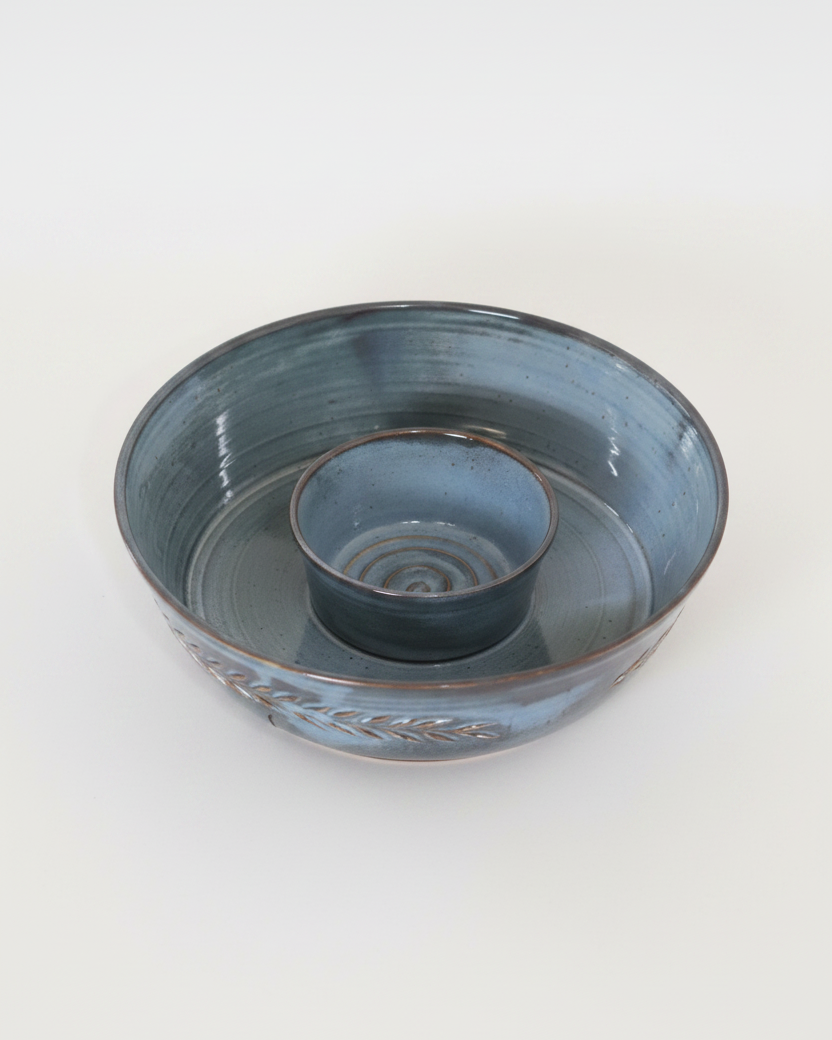 Wheat Design Chip'N Dip Bowl Midnight Blue