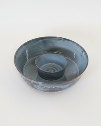Wheat Design Chip'N Dip Bowl Midnight Blue
