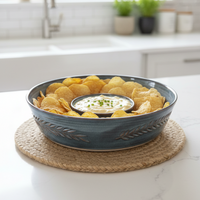 Wheat Design Chip'N Dip Bowl Midnight Blue