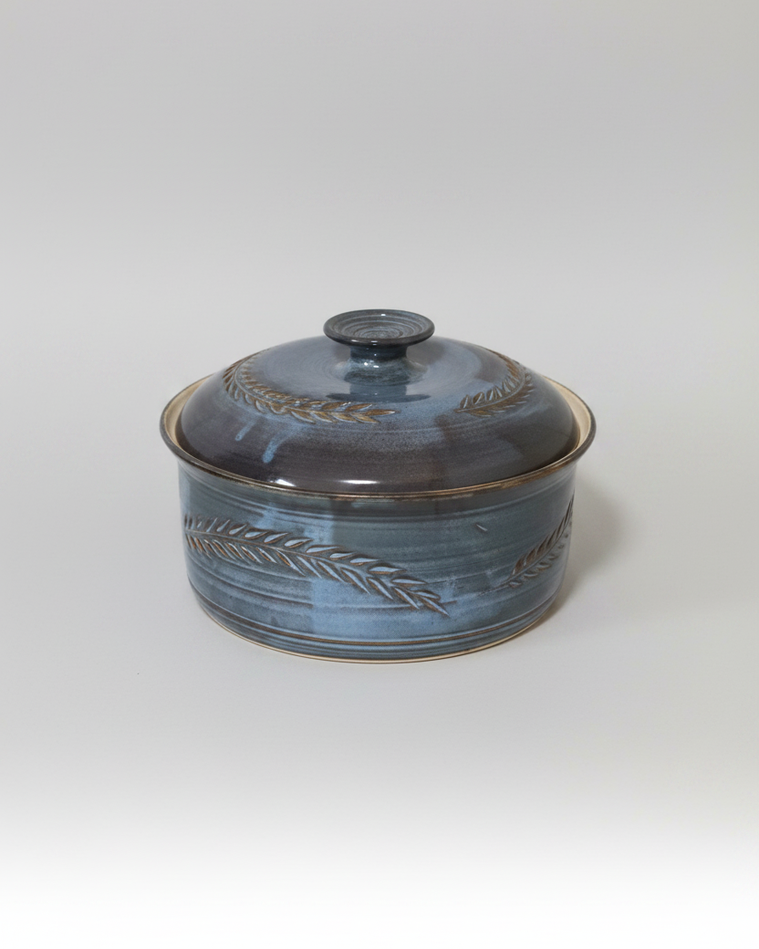 Wheat Design Crock Midnight Blue 10"Dia