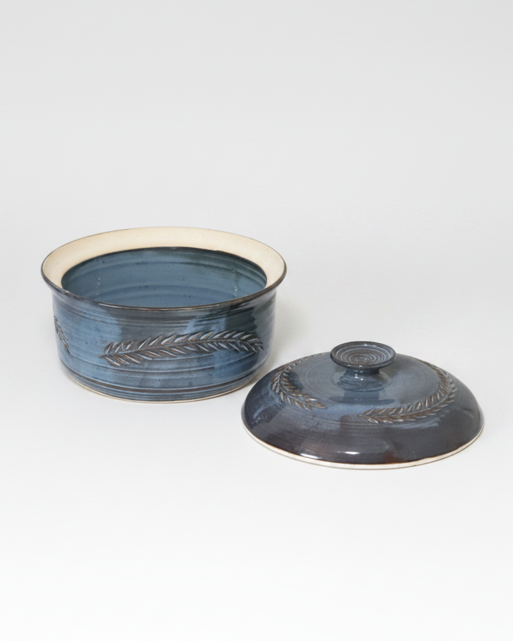 Wheat Design Crock Midnight Blue 10"Dia