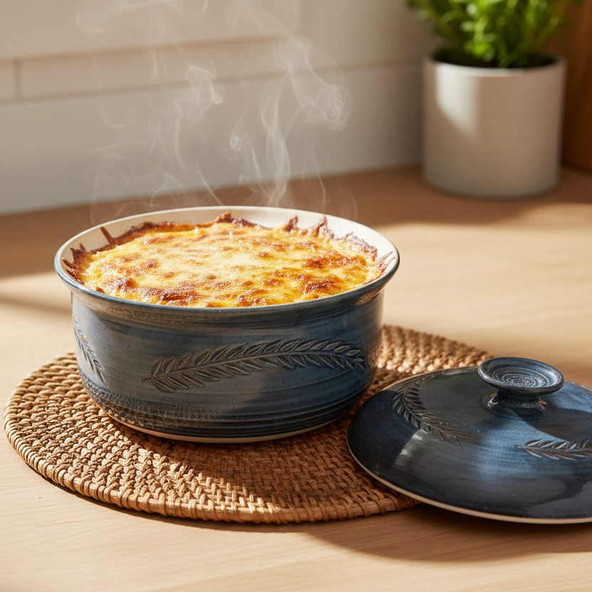 Wheat Design Crock Midnight Blue 10"Dia