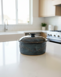Wheat Design Crock Midnight Blue 10"Dia