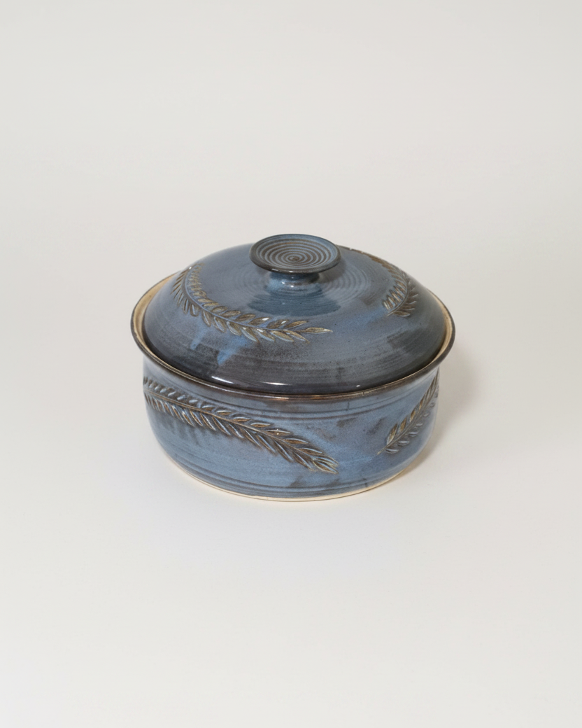 Wheat Design Crock Midnight Blue 9"Dia
