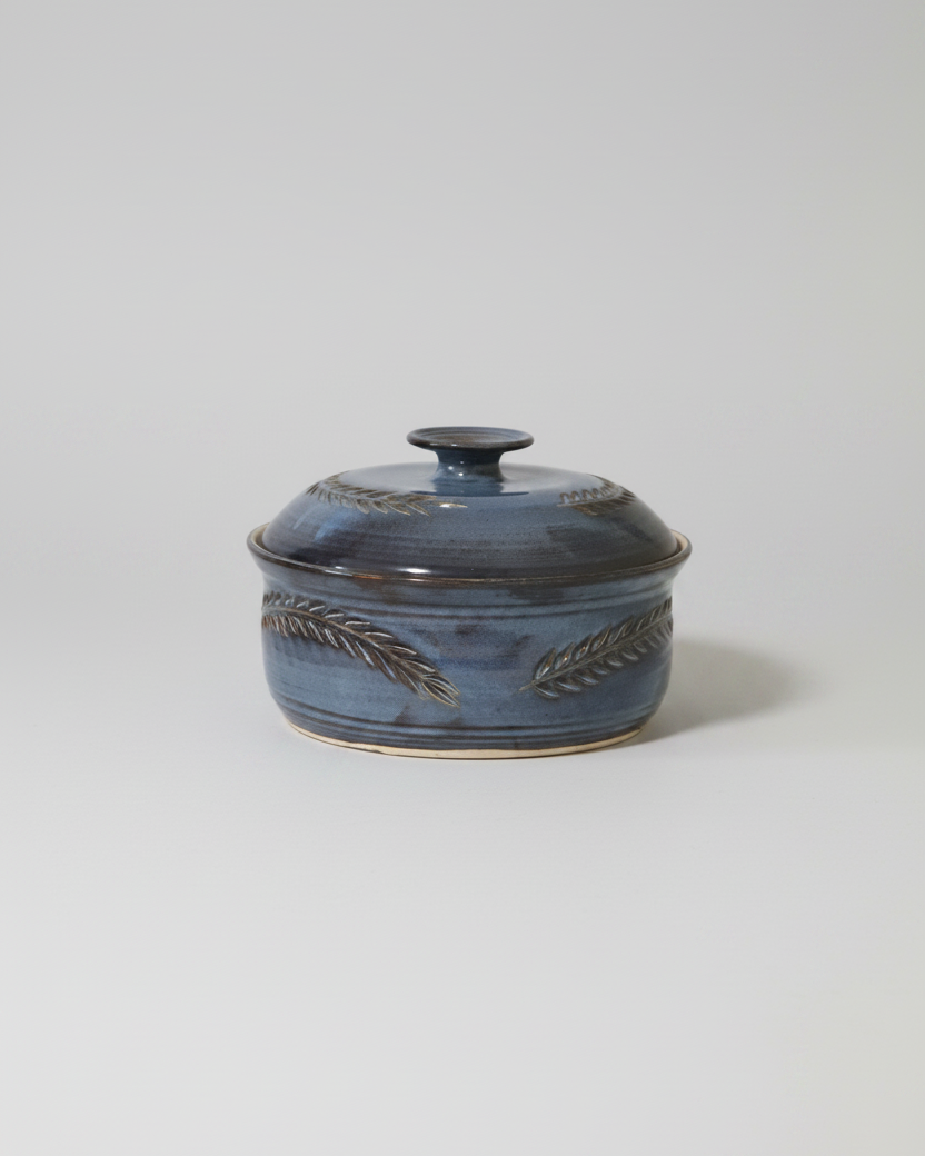 Wheat Design Crock Midnight Blue 9"Dia