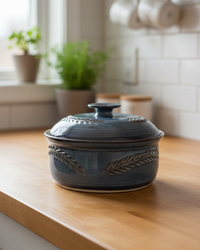 Wheat Design Crock Midnight Blue 9"Dia