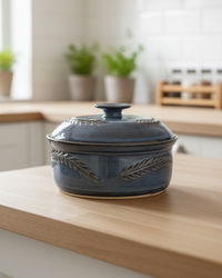 Wheat Design Crock Midnight Blue 9"Dia